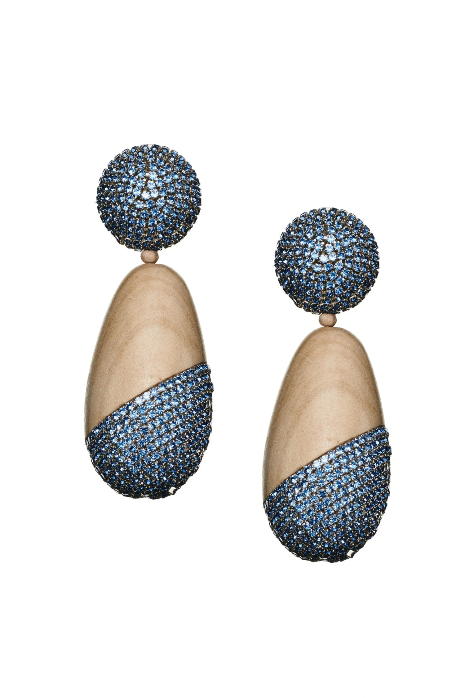 CHRISTINA EARRINGS - PANTO WOOD/ICE BLUE 4 CHRISTINA EARRINGS - PANTO WOOD/ICE BLUE - Image 2