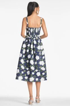 Olena Dress - Navy/Ivory Moonlit Garden -Outdoor Voices Store OLENADRESS NAVYIVORYMOONLITGARDEN BACK