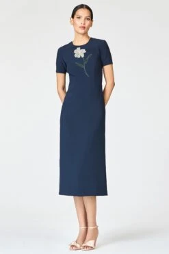 EMBELLISHED TAMARA DRESS - CRYSTAL FLORAL MIDNIGHT