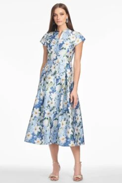MARTINE DRESS - SKY BLUE STAR LILLIES -Outdoor Voices Store S252D19 461