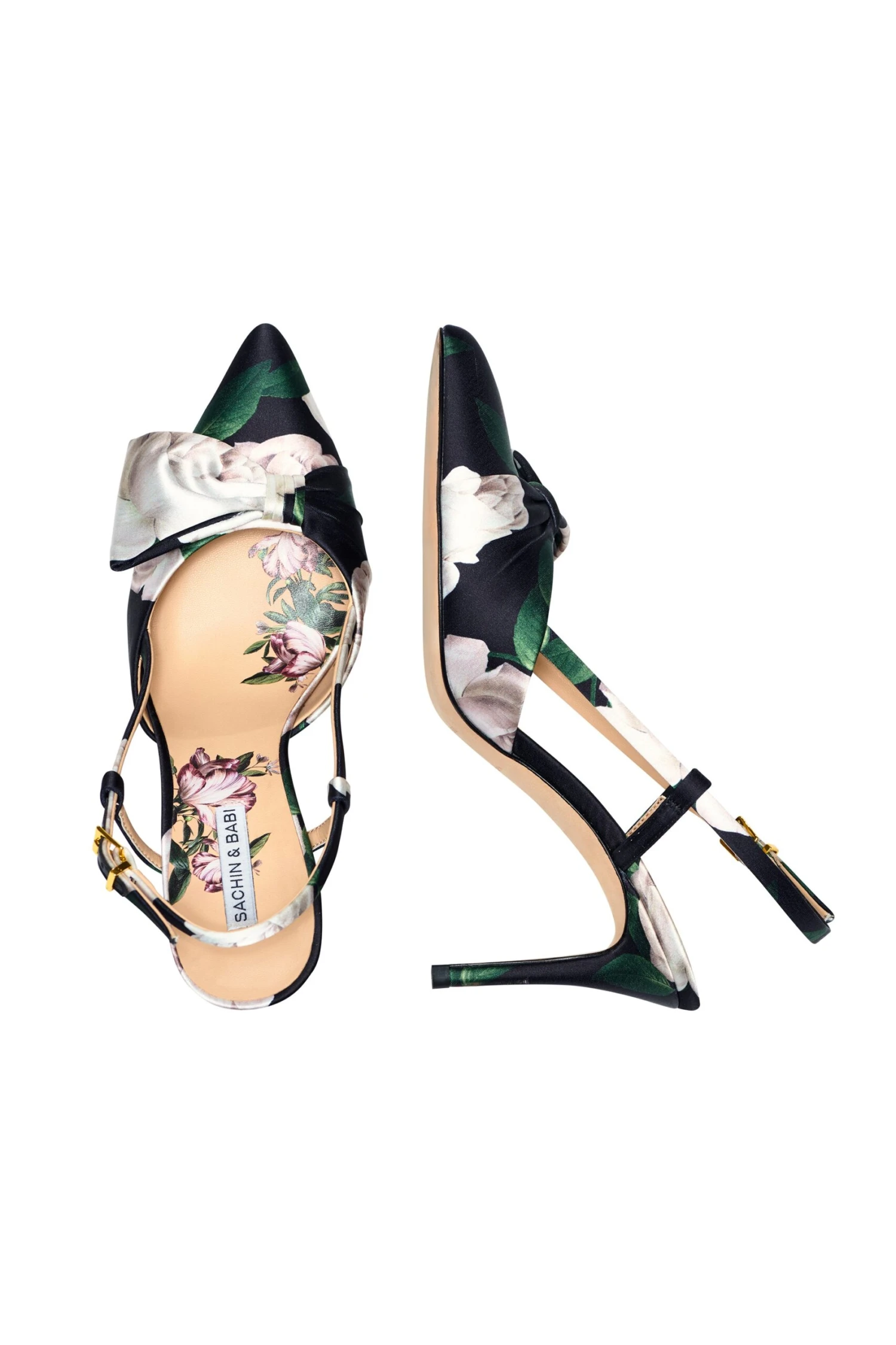 Lenox Obi-Bow Slingback - Black Dense Rose Floral 3 Lenox Obi-Bow Slingback - Black Dense Rose Floral