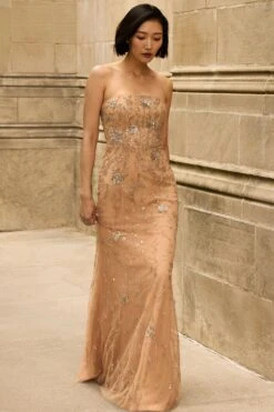 EMBELLISHED VIENNA GOWN - FAWN