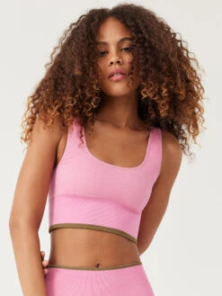 SeamlessRib Longline Bra 15 SeamlessRib Longline Bra -Outdoor Voices Store W201510 SML BBG SeamlessRib Longline Bra Bubblegum 092