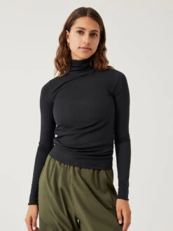 SoftRib Turtleneck -Outdoor Voices Store W302002 CTR BLK SheerRib Turtleneck Black 021