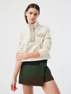 Organic Cotton Terry Snap Sweatshirt -Outdoor Voices Store W501718 CTT BNE Cotton Terry Layer Bone 062 scvz3IU