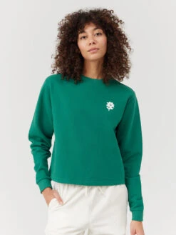 Picking Flowers Cotton Terry Cropped Sweatshirt -Outdoor Voices Store W502341 CTT GRD Picking Flowers Cotton Terry Cropped Sweatshirt Green Pond 357